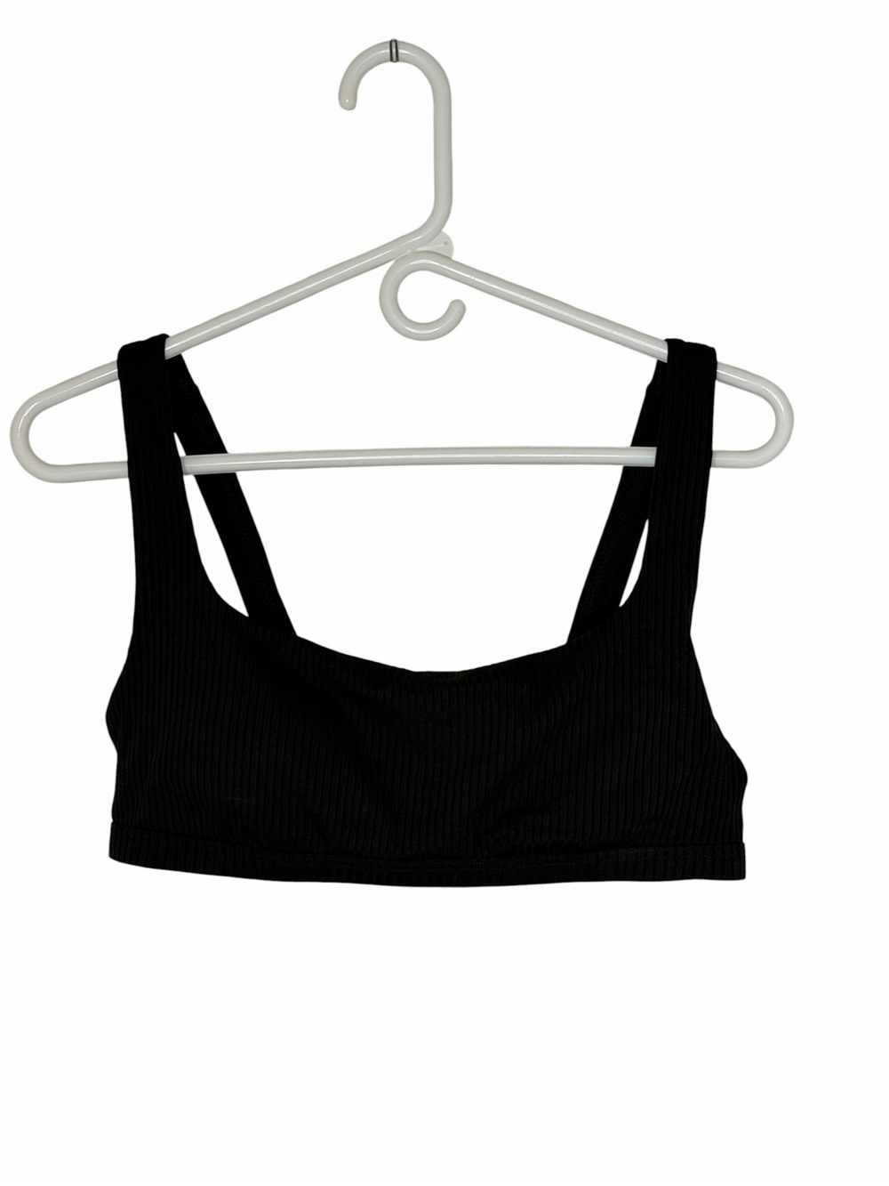 NEW Madewell Black Ribbed Square-Neck Bikini Top Medium - Picture 2 of 6